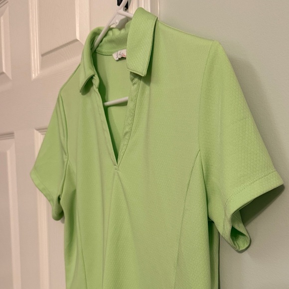 Sz Medium Lady Hagen V-Neck Golf Polo Light Green Short Sleeve Dri-Fit - Picture 3 of 4